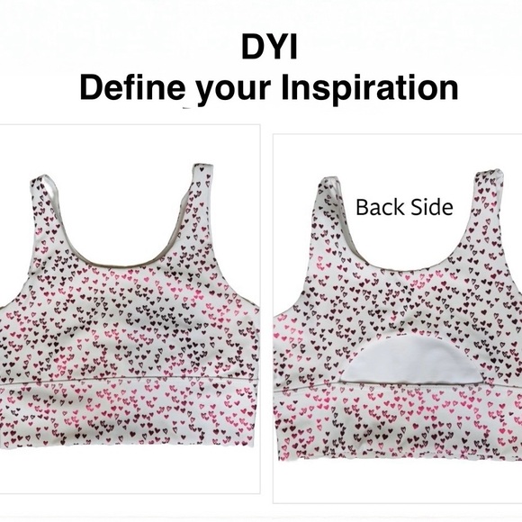 Define Your Inspiration Heart Print Sports Bra – White & Pink Athletic Crop Top - Picture 2 of 4